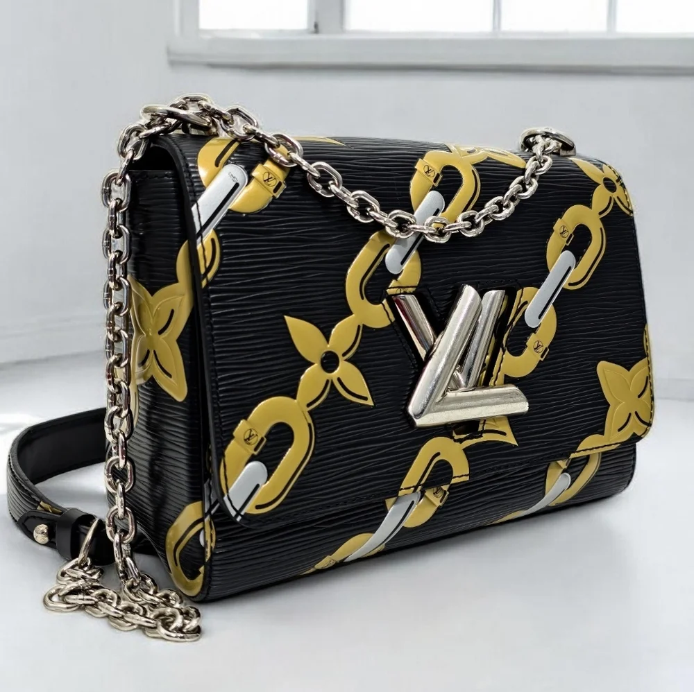 Louis Vuitton Epi Chain Flower Twist MM Black Shoulder Crossbody Bag